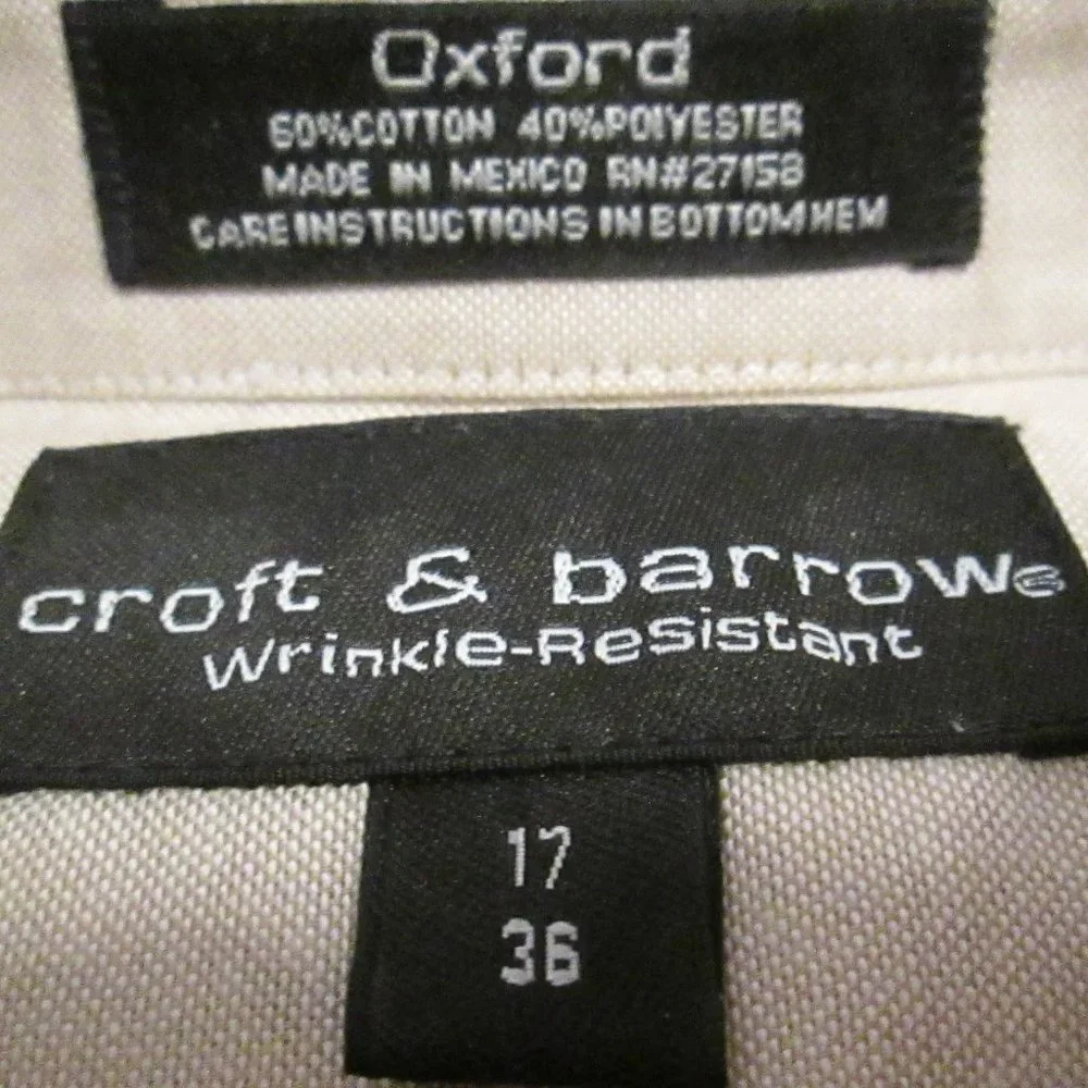 🎈 #SOLD# CROFT & BARROW MEN’S TAN/BEIGE DRESS SHIRT – 17/36 NEW 🎈 - Picture 3 of 15